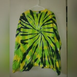 Anvil Tie-Dye Kids Long Sleeve Shirt - Green, Yellow, and Black